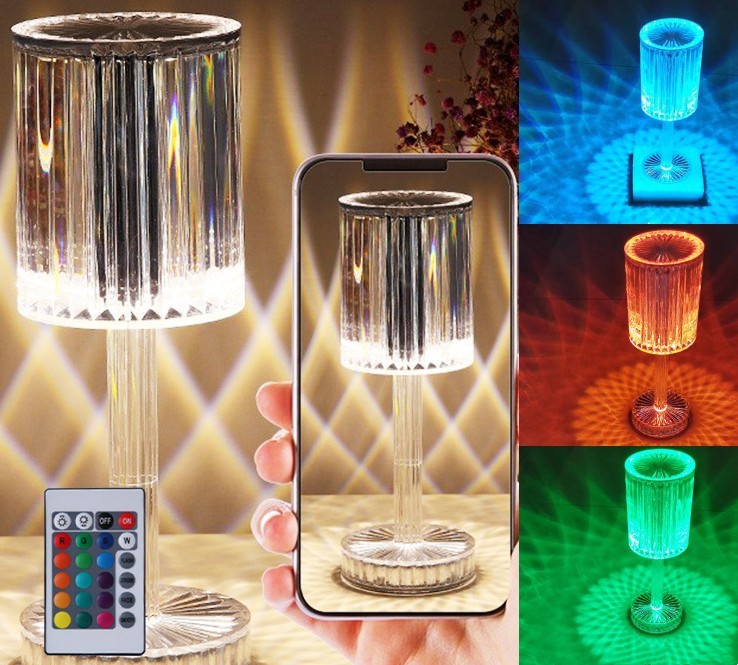 Elegant Crystal Bedside Lamp - 3-Way Dimmable Touch Control with Crystal Shade