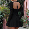 Fashion Corset Lace Long Sleeve Dress Sexy Y2K Backless Lace Up Short Dresses Womens Clothing