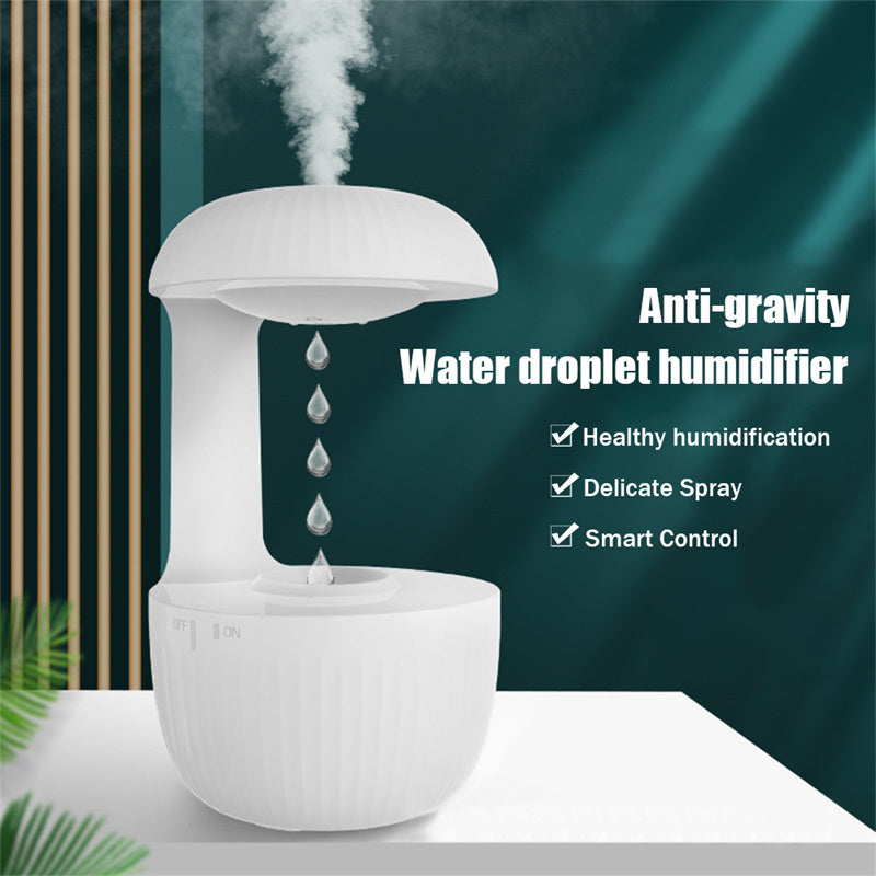 Anti-Gravity Ultrasonic Humidifier - White, Nano-Fine Mist, USB Powered