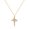 Fashion Jewelry Cross Full Diamond Crown Rotatable Necklace