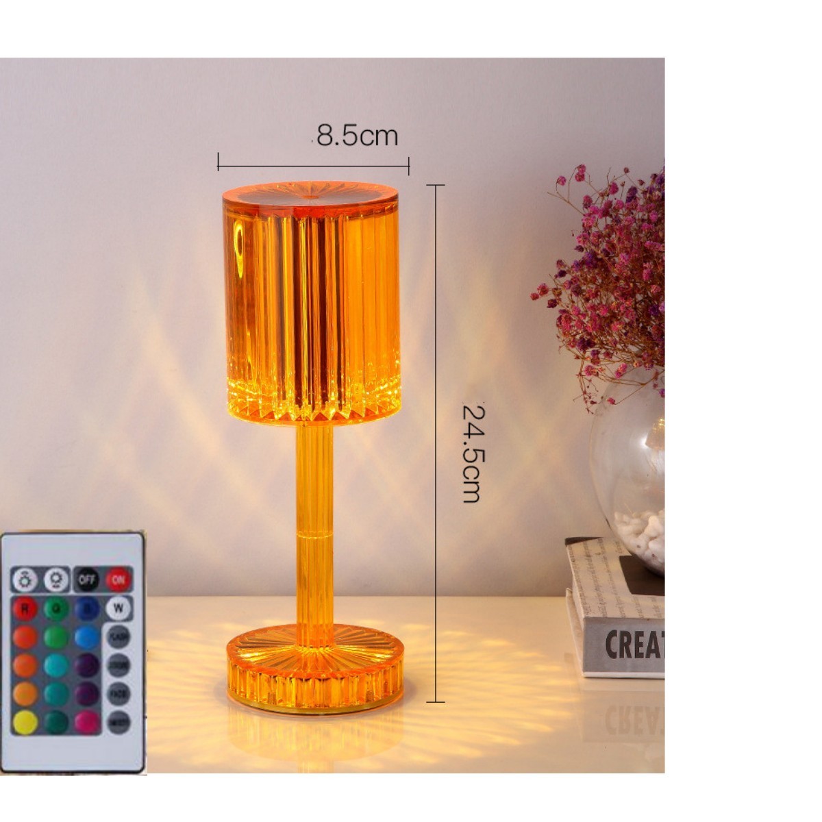 Elegant Crystal Bedside Lamp - 3-Way Dimmable Touch Control with Crystal Shade