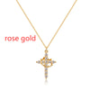 Fashion Jewelry Cross Full Diamond Crown Rotatable Necklace