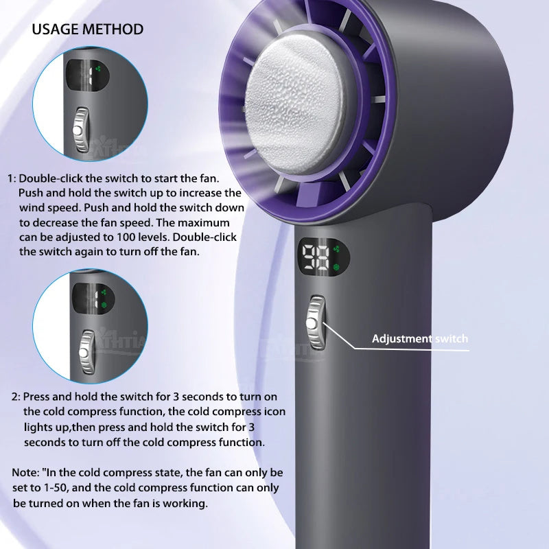 Compact Rechargeable Fan with Quick Cold Start & Long Battery Life