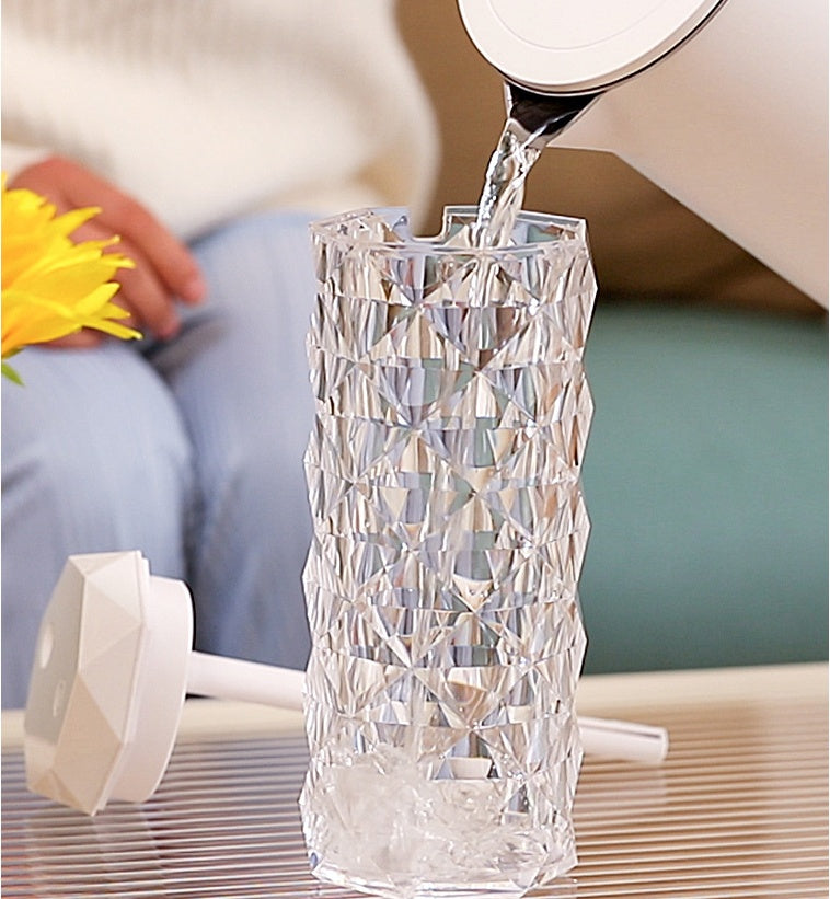 Crystal Rose Humidifier Lamp - 3-in-1 Atmosphere Light and Night Lamp