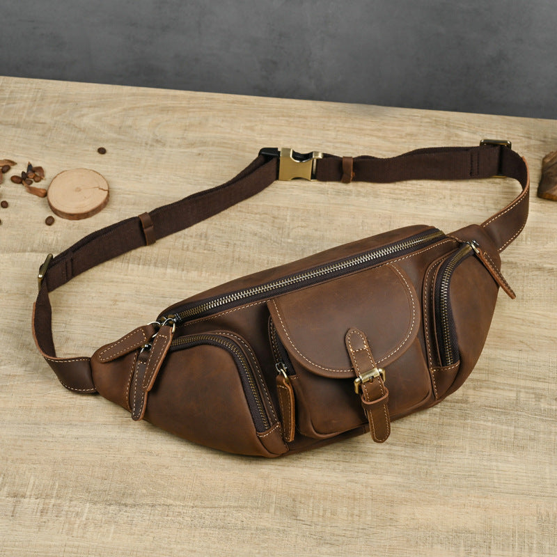 Leather Belt Retro Multi-functional Motorcycle Satchel Leather All-match Casual Chest Bag