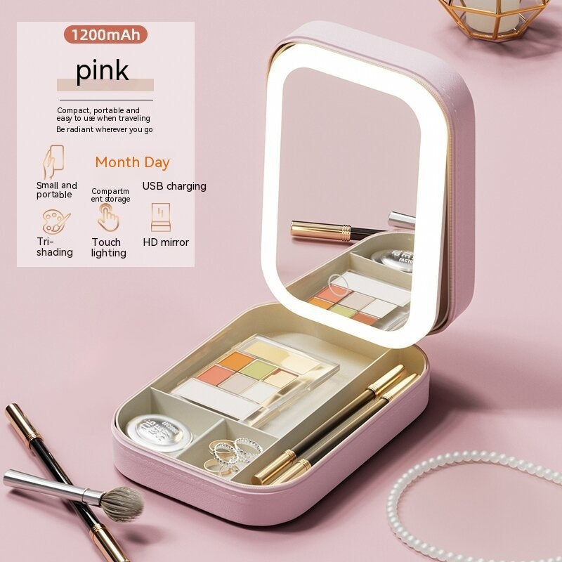 2-in-1 Adjustable LED Makeup Mirror with Storage